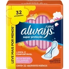 Absorvente Always Super Proteção Suave com abas 32 Unidades
