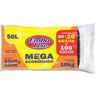 Saco Lixo Econômico Rolo Preto Embalixo 50L 80un. + 20un Grátis
