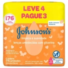 Lenços Umedecidos Johnsons Baby Limpeza e Suavidade Leve 4 Pague 3 176 Unidades