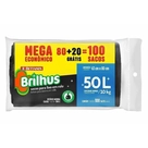 Saco de Lixo Brilhus Preto 100 Unidades 50 Litros