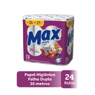 Papel Higiênico Max Pure Folha Dupla Leve 24 Pague 21 30M