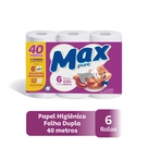 Papel Higiênico Max Pure Folha Dupla 6 rolos 40M