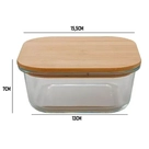 Pote de Vidro Quadrado com Tampa de Bambu Inga - 800ml