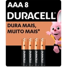 Pilha Alcalina AAA Duracell 8 Unidades