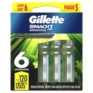 Carga de Aparelho para Barbear Mach3 Sensitive Gillette - 6 Unidades (Leve 5)