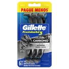 Aparelho Descartável para Barbear Carbono Prestobarba3 Gillette 6 Unidades
