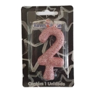 Vela de Plástico Gliter Rosa N°2 Valves