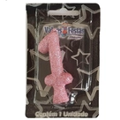 Vela de Plástico Gliter Rosa N°1 Valves