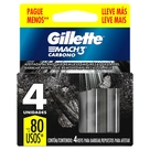 Carga de Aparelho para Barbear Mach3 Carbono Gillette 4 Unidades