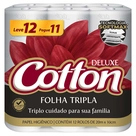 Papel Higiênico Folha Tripla Deluxe Cotton 20m Leve 12 Pague 11 Unidades