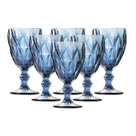 Conjunto de 6 Taças de Vidro Diamond Azul Gamma 330ml