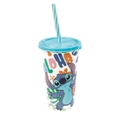 Copo de Plástico com Canudo Stitch Plasútil 500ml