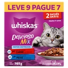 Kit 5 Alimentos para Gatos Castrados Adultos Carne + 4 Peixe ao Molho Delicioso Mix Whiskas 85g