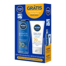 Kit Protetor Solar FPS 70 Protect & Hidrata Nivea Sun 200ml Grátis Protetor Solar Facial Toque Seco Antissinais FPS 70 40ml