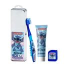 Kit Escova Dental Macia + Fio Dental Mix de Frutas 20m + Gel Dental com Flúor Morango 50g Infantil Stitch Dentalclean