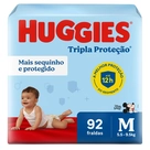 Fraldas Tripla Proteção Hiper M Huggies 92 Unidades