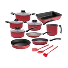 Jogo De Panelas Brinox Ruby Antiaderente 12 pçs Vermelho