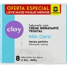 Sabonete Barra Hidratante Vegetal Milk Care Maciez Perfeita Cloy 80g 8 Unidades